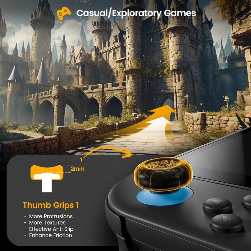 GEEKSHARE G.S.Tac Edge Switch 2 Silicone Thumb Grip Caps Set, Anti-Slip Joystick Cover Caps Compatible with Switch 2 2025, 3 Pairs / 6 pcs - Black - Image 3